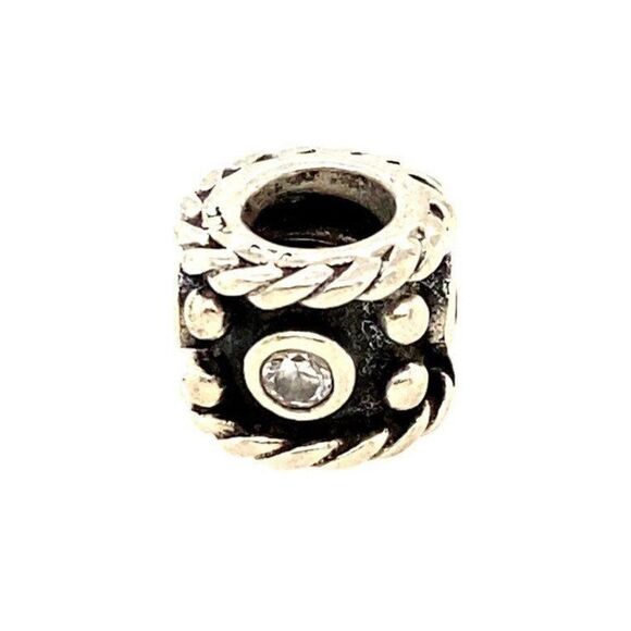 Pandora White CZ Barrel Design Charm - Picture 1 of 3